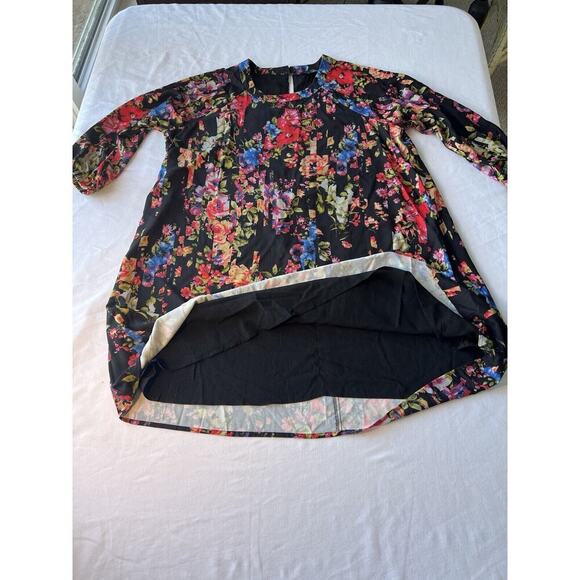 Suzanne Betro Plus Size 1X Black Floral Dress Knee Length Office Church - Picture 8 of 9